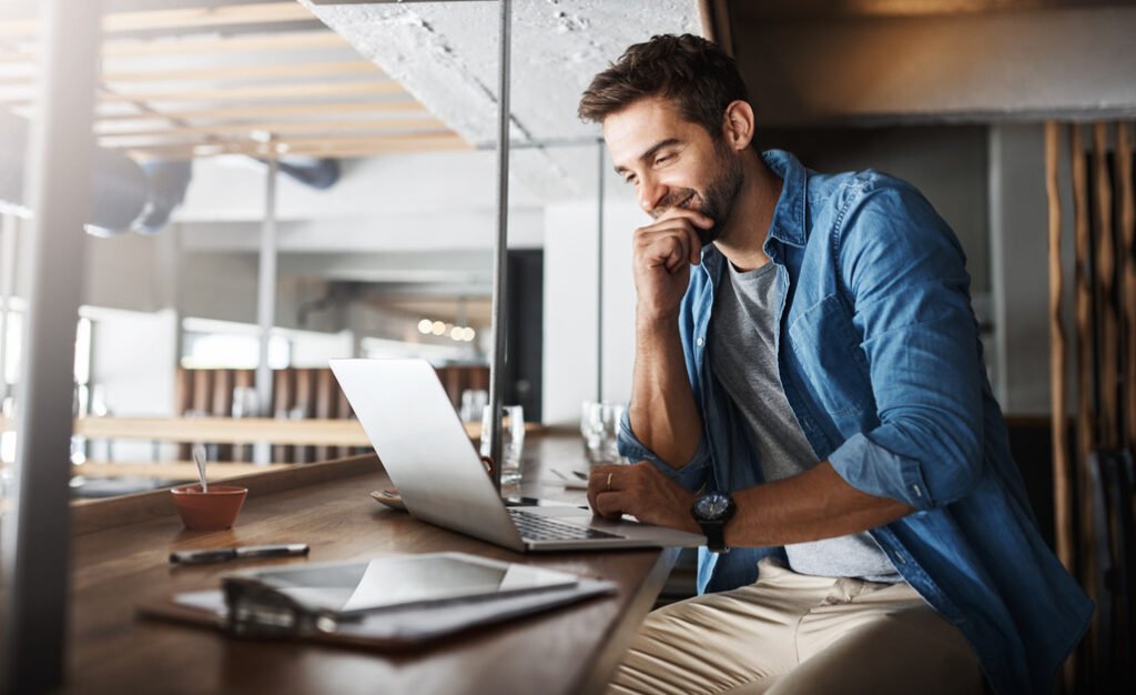 Man looking at laptop