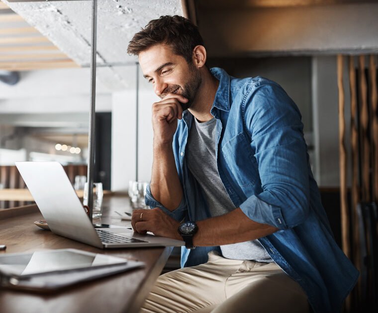 Man looking at laptop